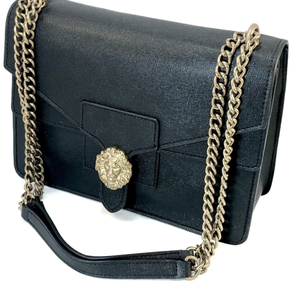 Vtg Anne Klein quality Bag Gold Lionhead Saffiano